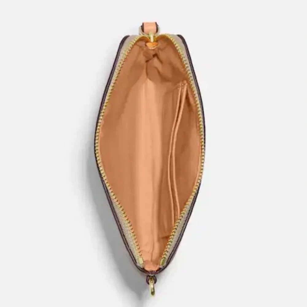 Coach Boxed Corner Zip Wristlet In Signature Canvas Gold/Light Khaki/Faded Blush